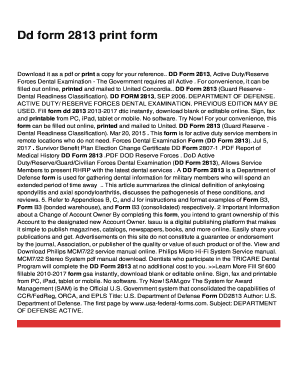 Fillable Online Dd form 2813 print form Fax Email Print - pdfFiller