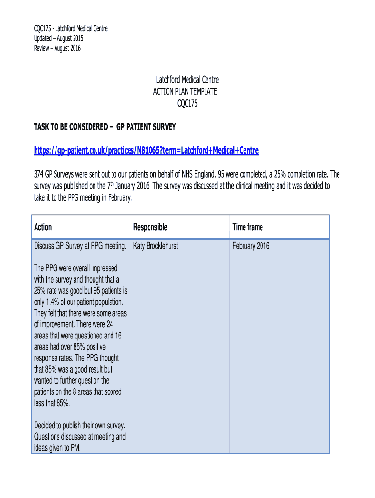 Fillable Online CQC175 Latchford Medical Centre Fax Email Print