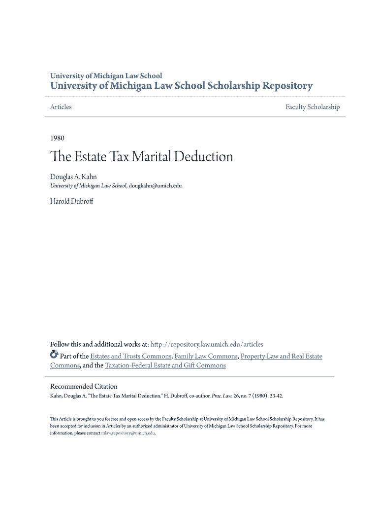 Fillable Online The Estate Tax Marital Deduction Fax Email Print