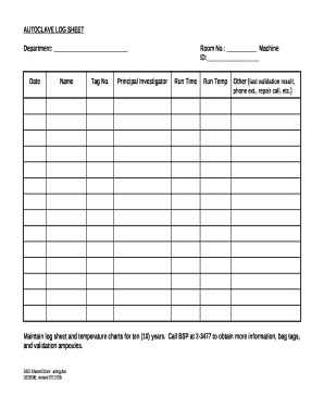 autoclave log sheet pdf - ehs mit Doc Template | pdfFiller