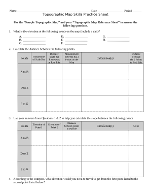 Topographic Map Skills Practice Sheet Answers - Fill and Sign Printable