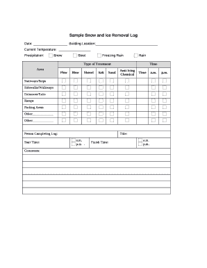Sample Snow and Ice Removal Log Doc Template | pdfFiller