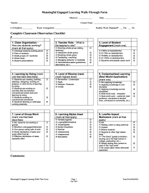 Student Engagement Observation Checklist - Fill Online, Printable