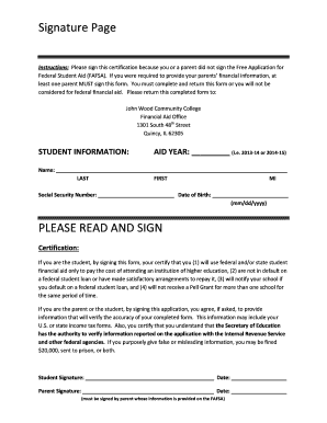 Fillable Online Signature Page Instructions: Please sign this