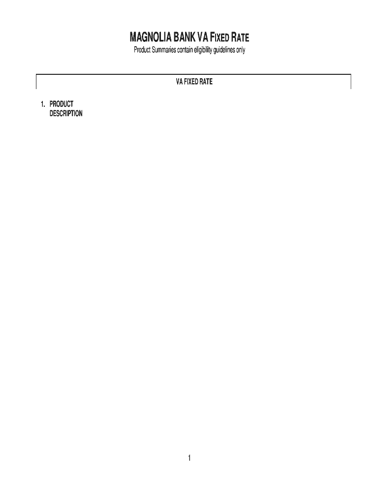 Fillable Online MAGNOLIA BANK VA FIXED RATE Fax Email Print pdfFiller
