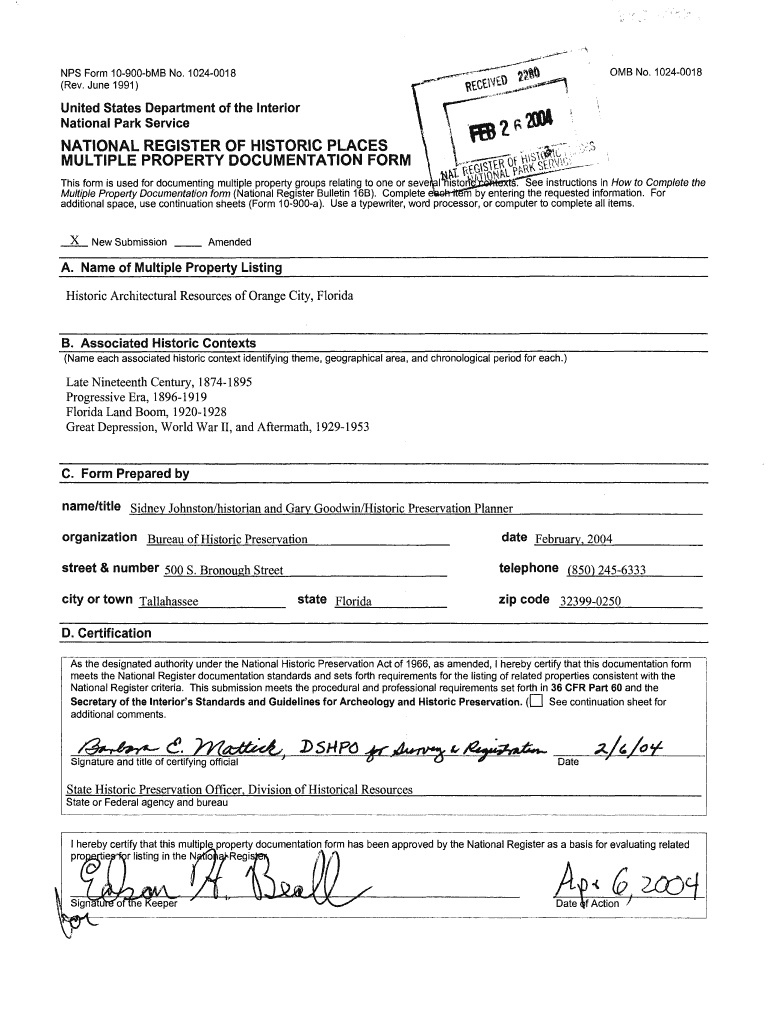 Fillable Online pdfhost focus nps NPS Form 10900bMB No Fax Email