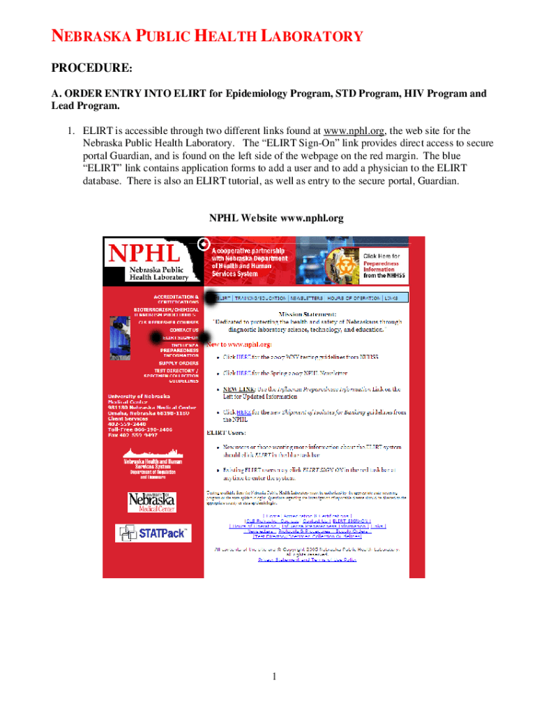 Fillable Online Here the Nebraska Public Health Laboratory Fax Email