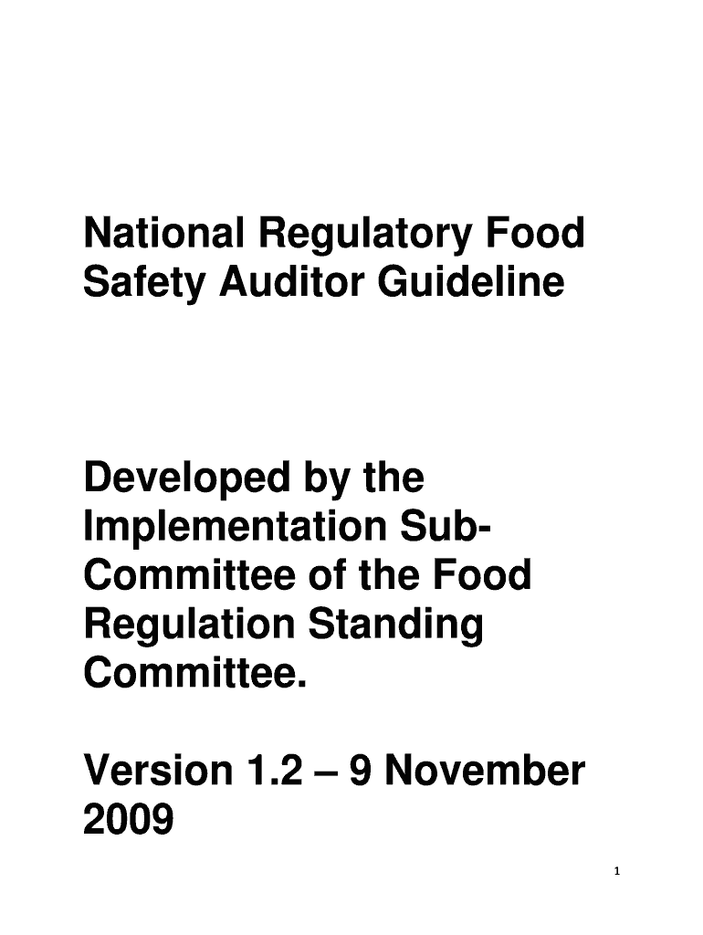 Fillable Online health gov National Regulatory Food Safety Auditor