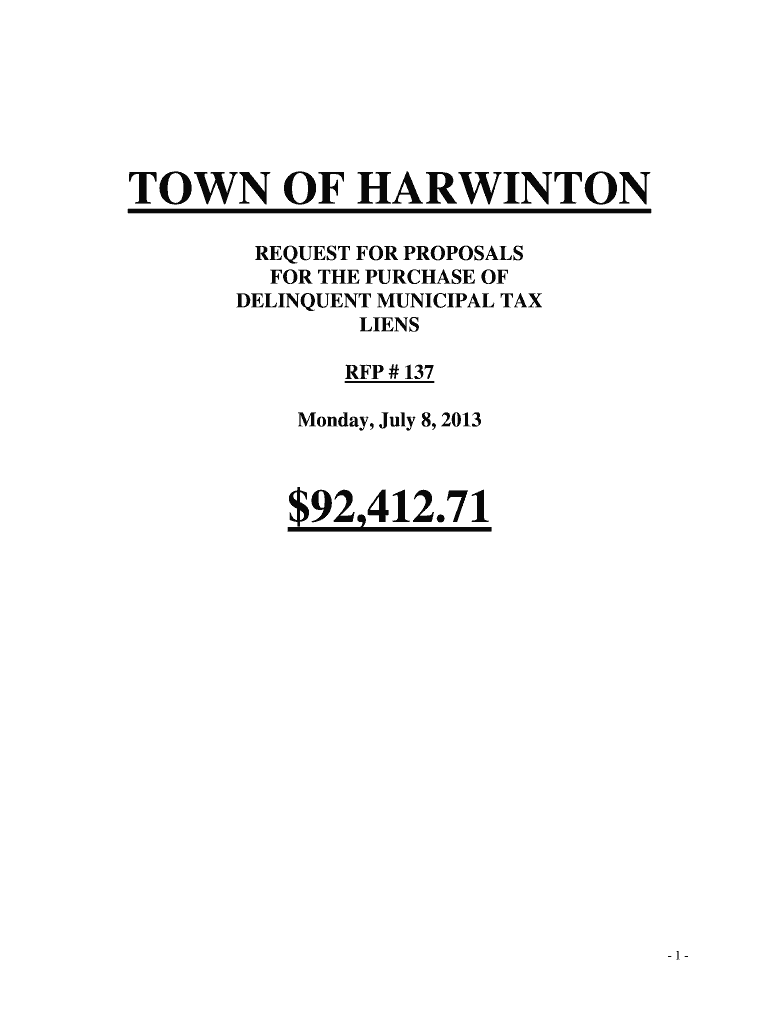 Fillable Online harwintonct vts TOWN OF HARWINTON 9241271