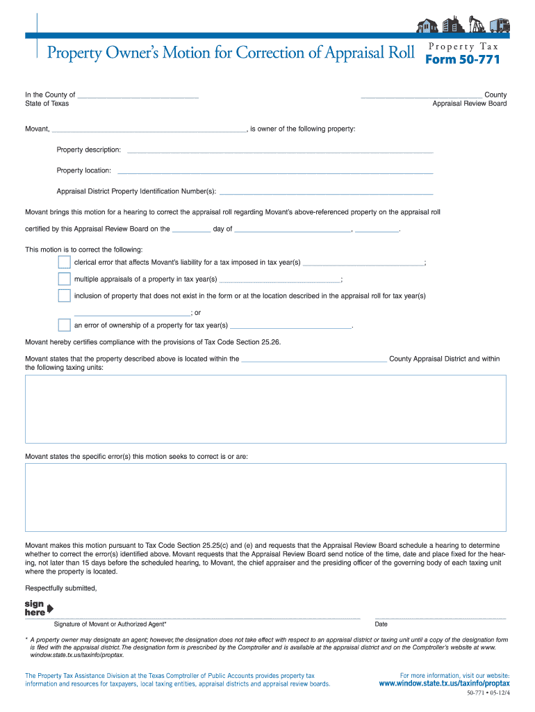 Property tax form 50 771 2012 Fill out & sign online DocHub
