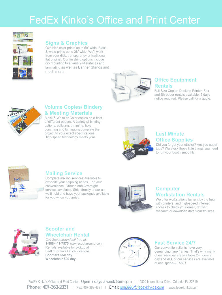 Fillable Online FedEx Kinkos Office and Print Center Fax Email Print