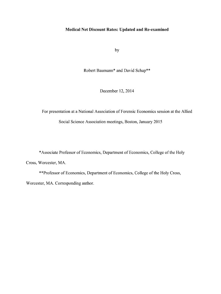 Medical Net Discount Rates Updated and Reexamined Fill out & sign