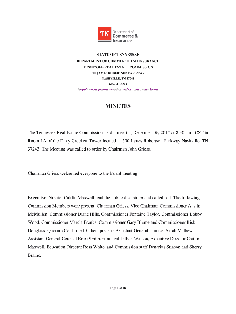 Fillable Online TN Real Estate Commission Davy Crockett Tower 500 James