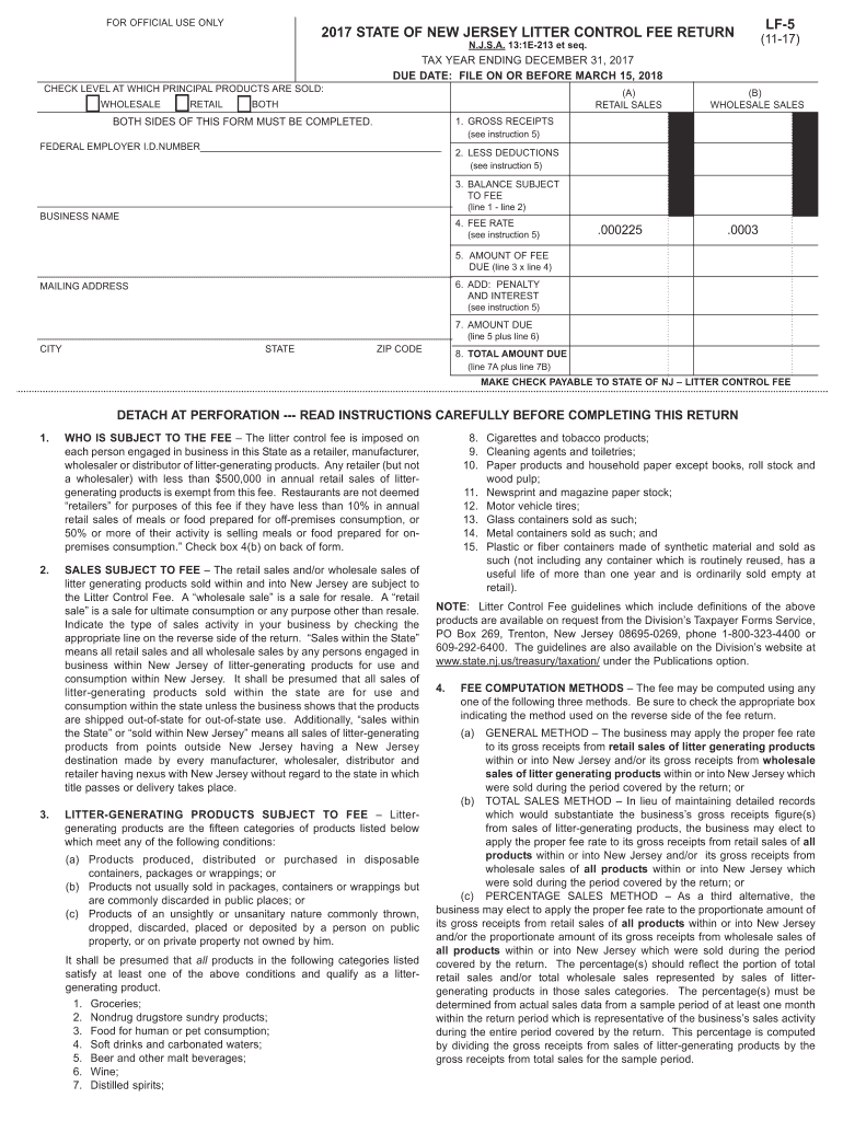 NJ DoT LF5 2017 Fill out Tax Template Online US Legal Forms