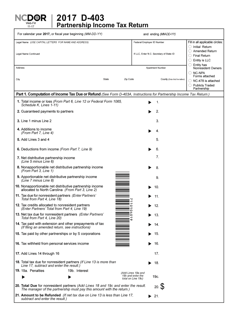 2017 Form NC DoR D403 Fill Online, Printable, Fillable, Blank pdfFiller