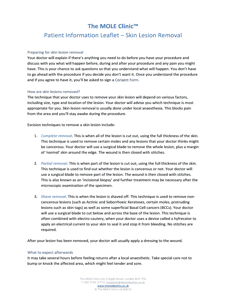 Fillable Online The MOLE Clinic Fax Email Print pdfFiller