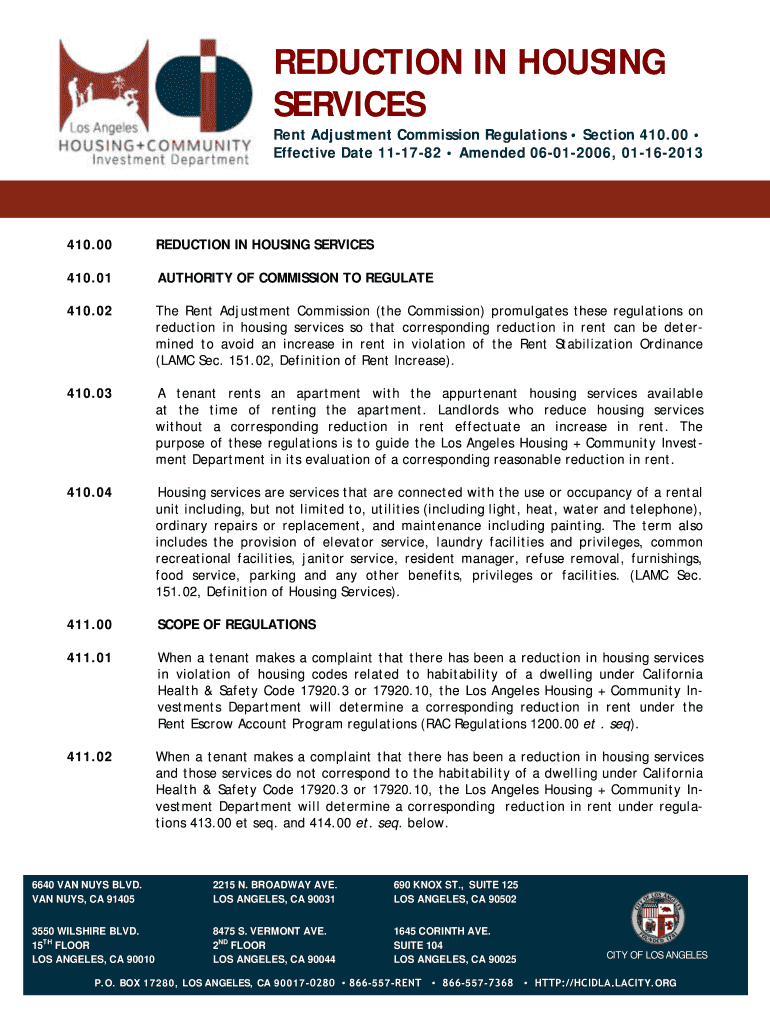 Fillable Online Rent Adjustment Commission Regulations Section 410 Fax