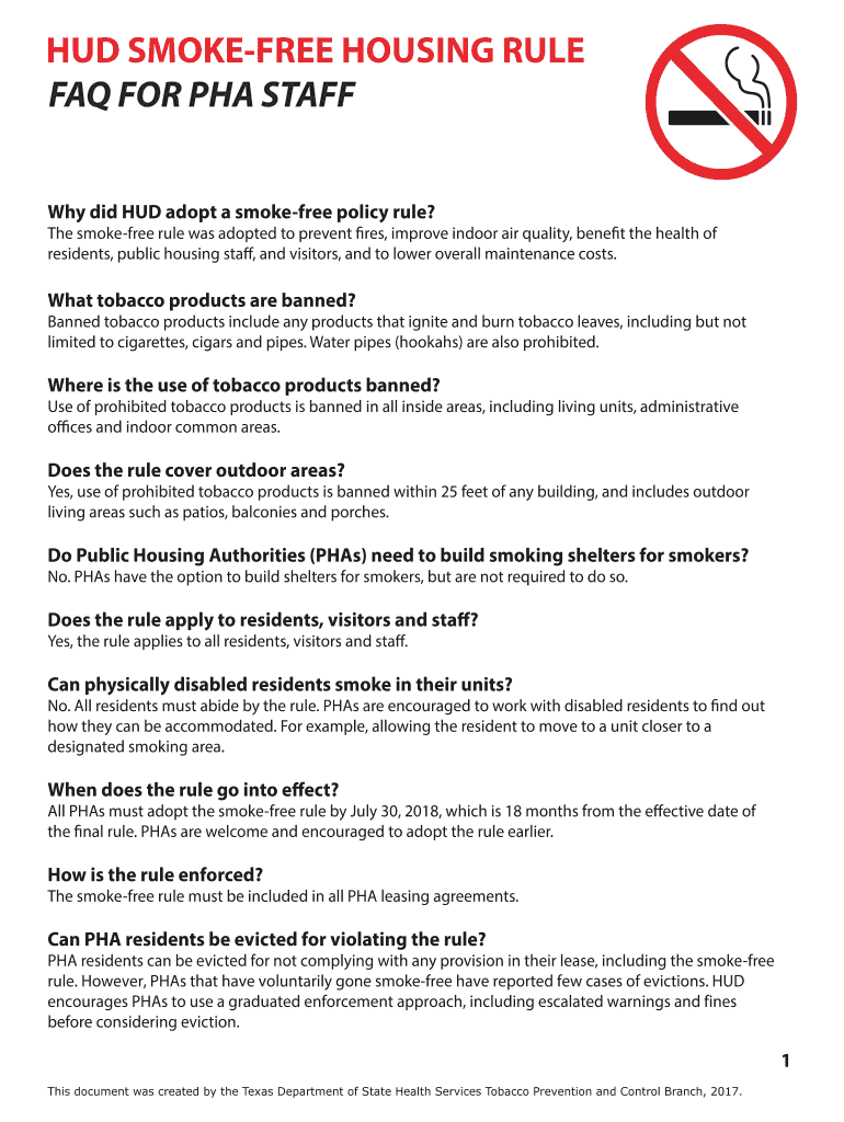 Fillable Online HUD SMOKEFREE HOUSING RULE Fax Email Print pdfFiller