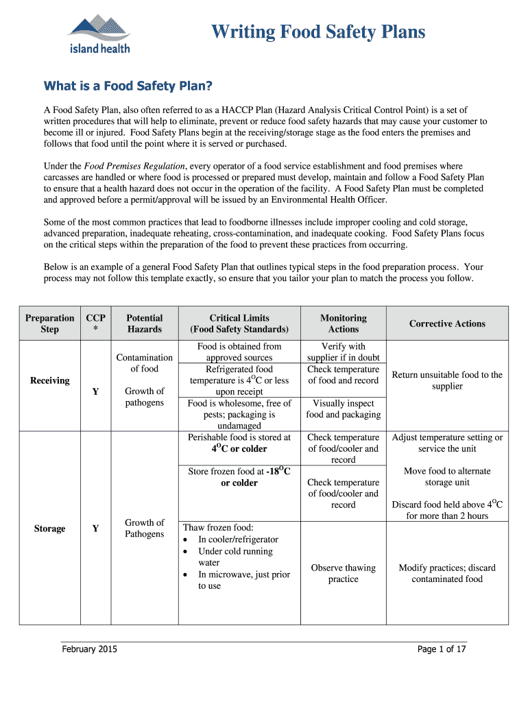 Fillable Online What is a Food Safety Plan Fax Email Print pdfFiller