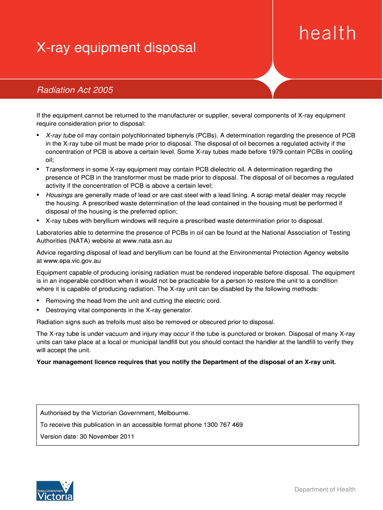Fillable Online Xray equipment disposal Fax Email Print pdfFiller