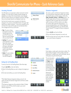 Fillable Online ShoreTel Communicator for iPhone Quick Reference Guide