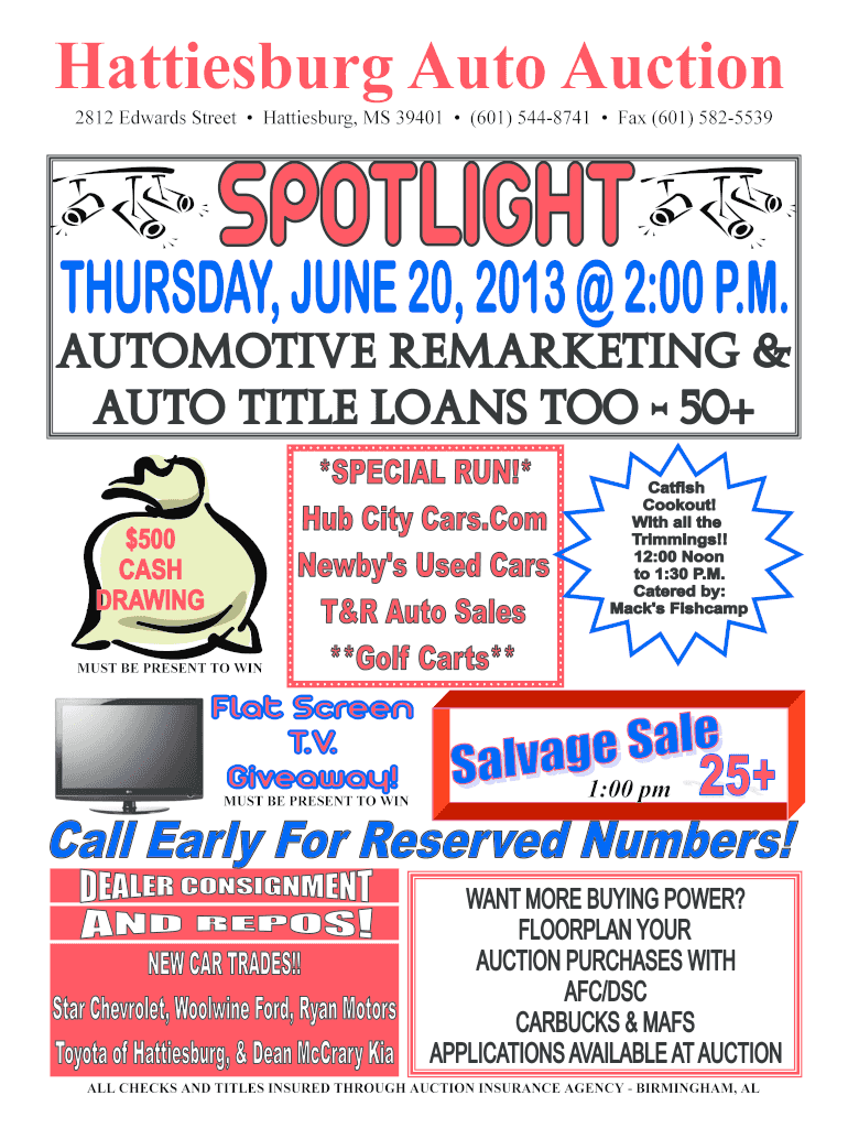Fillable Online Hattiesburg Auto Auction Fax Email Print pdfFiller