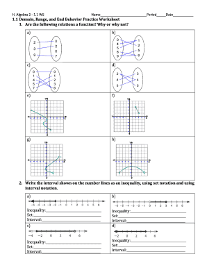 Domain Range End Behavior Worksheet