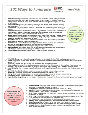 Fillable Online 101 Ways to Fundraise - American Heart Association Fax
