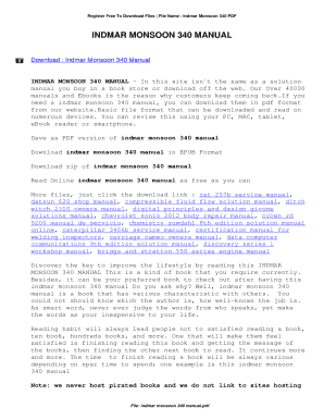 Fillable Online Indmar Monsoon 340 Manual. Indmar Monsoon 340 Manual