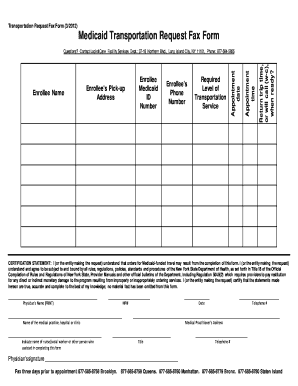 New York Medicaid Transportation Request Form Printable - Fill Online