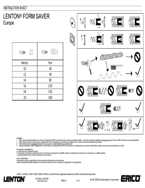 Fillable Online LENTON FORM SAVER, Europe, Instruction Sheet, IP8257_A