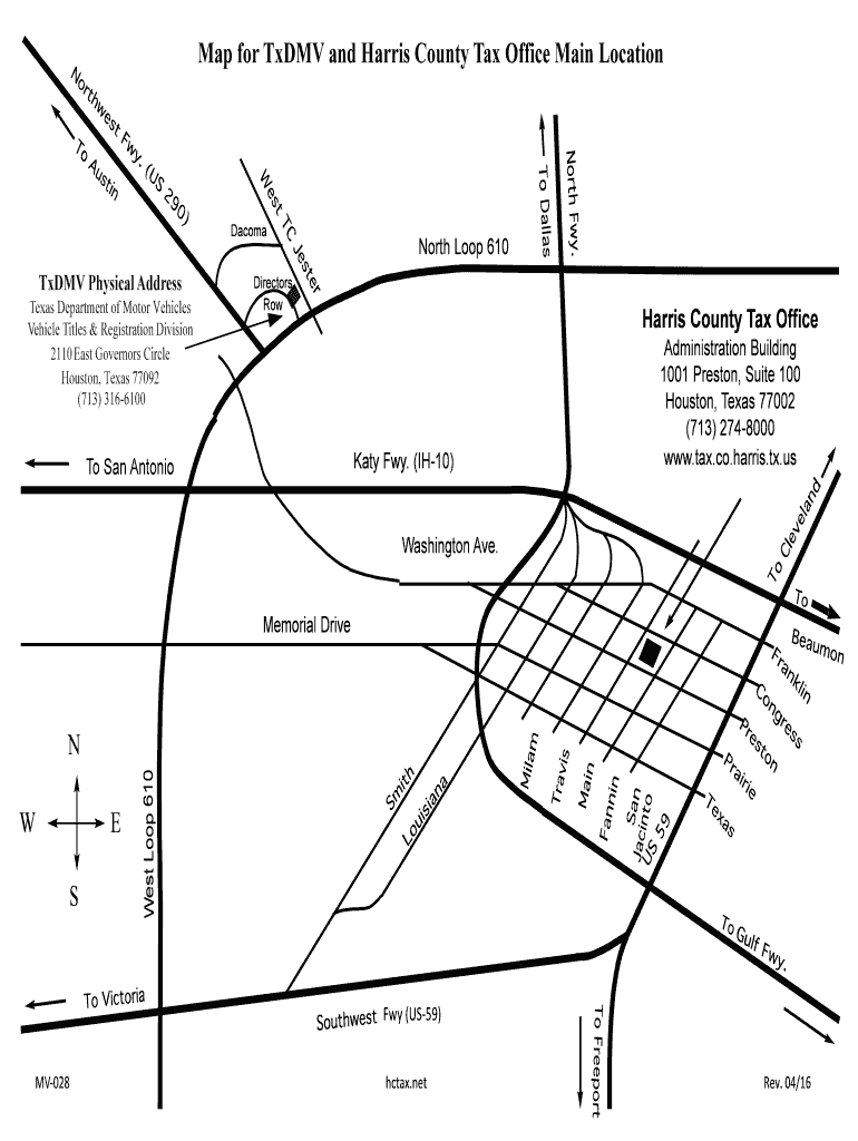 Fillable Online Map for TxDMV and Harris County Tax Office Main