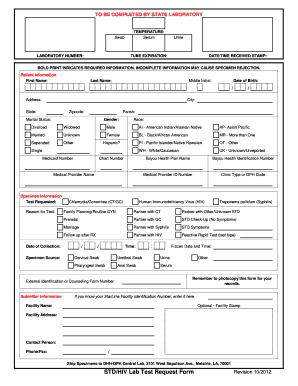 Fillable Printable Fake Negative Std Test Results Form - prntbl