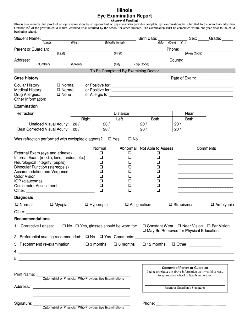 State of illinois eye examination report Fill out & sign online DocHub