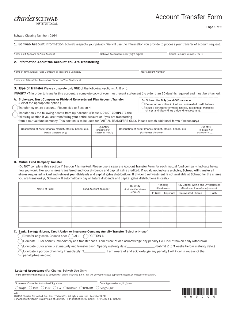 Fillable Online Account Transfer Form Instructions Pampel