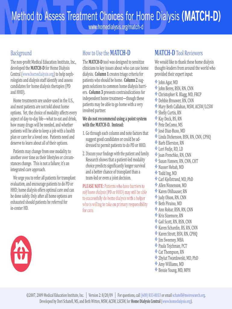 Fillable Online MATCHD Method to Assess Treatment