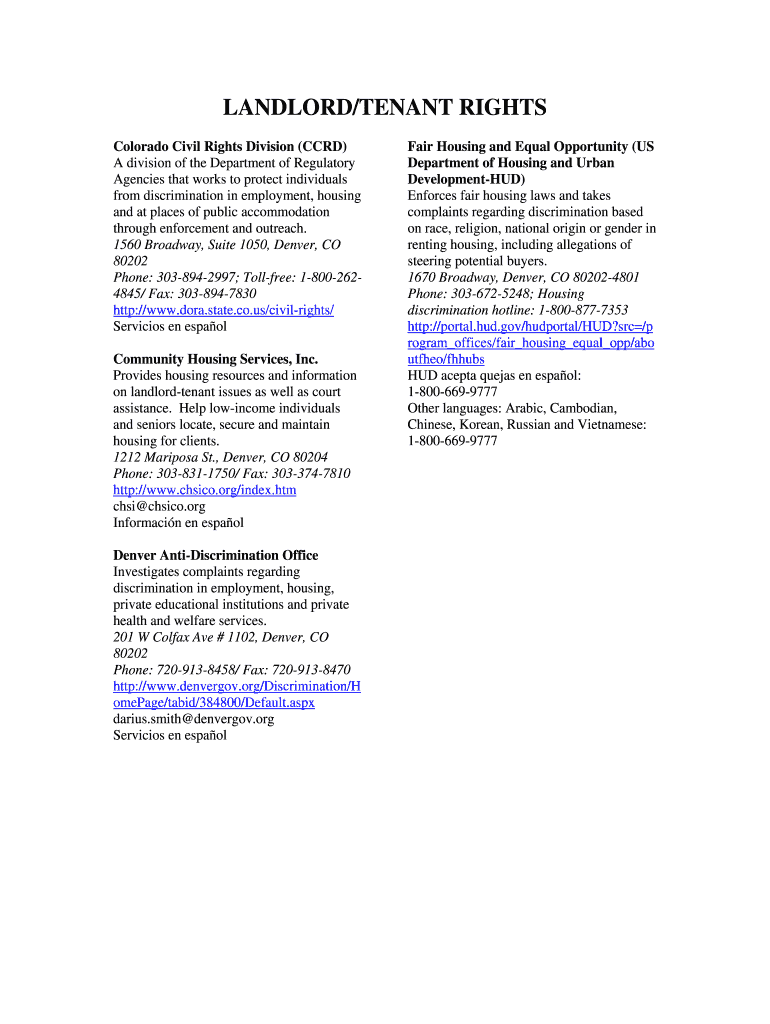 Fillable Online LANDLORD/TENANT RIGHTS Fax Email Print pdfFiller