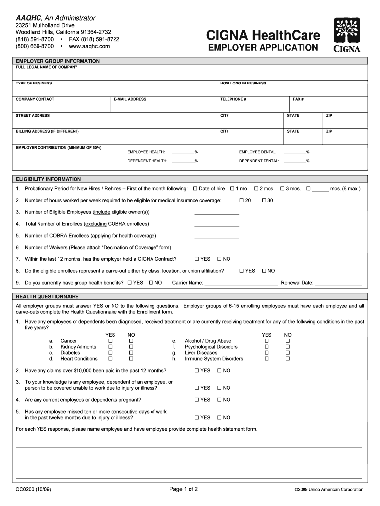 Fillable Online CIGNA HealthCare AAQHC Fax Email Print pdfFiller