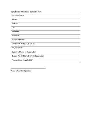 Fillable Online Alpha Charter of Excellence Application Form Fax Email