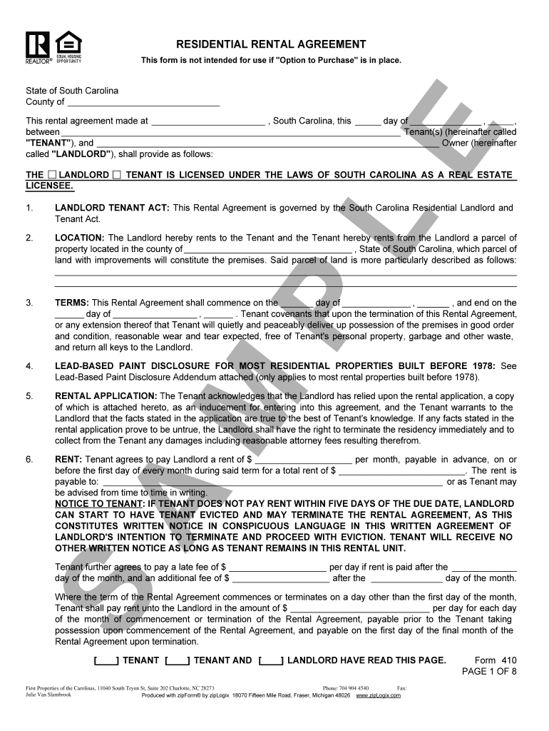 Fillable Online residential rental agreement form 410. Search, Edit, Fill, Sign, Fax Fax