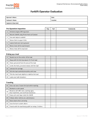 Forklift Operator Evaluation Form - Fill Online, Printable, Fillable