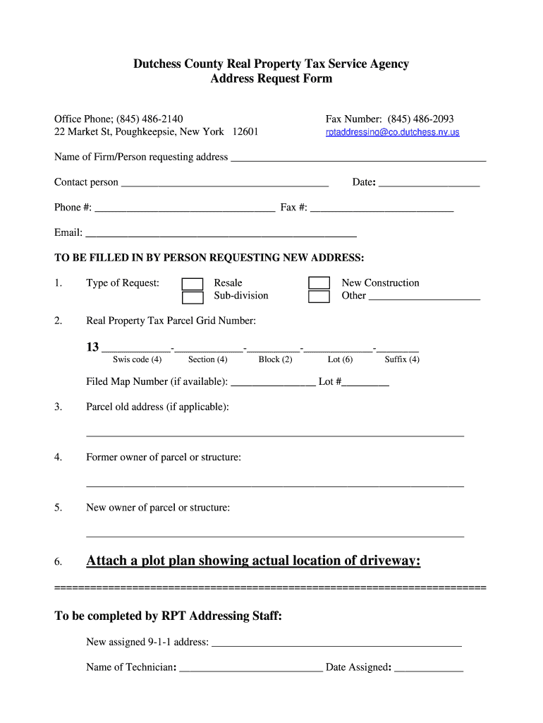 Fillable Online Address Request Form (.pdf) Real Property Tax Service