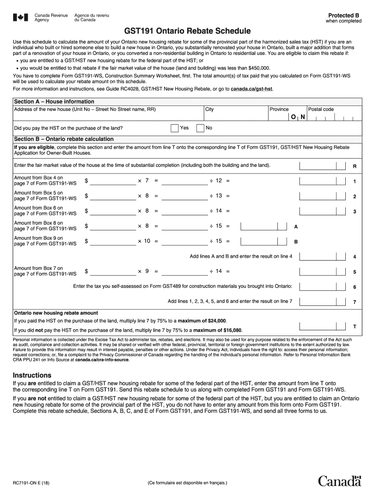 20182021 Form Canada RC7191ON E Fill Online, Printable, Fillable