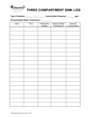 3 Compartment Sink Temperature Log - Fill Online, Printable, Fillable