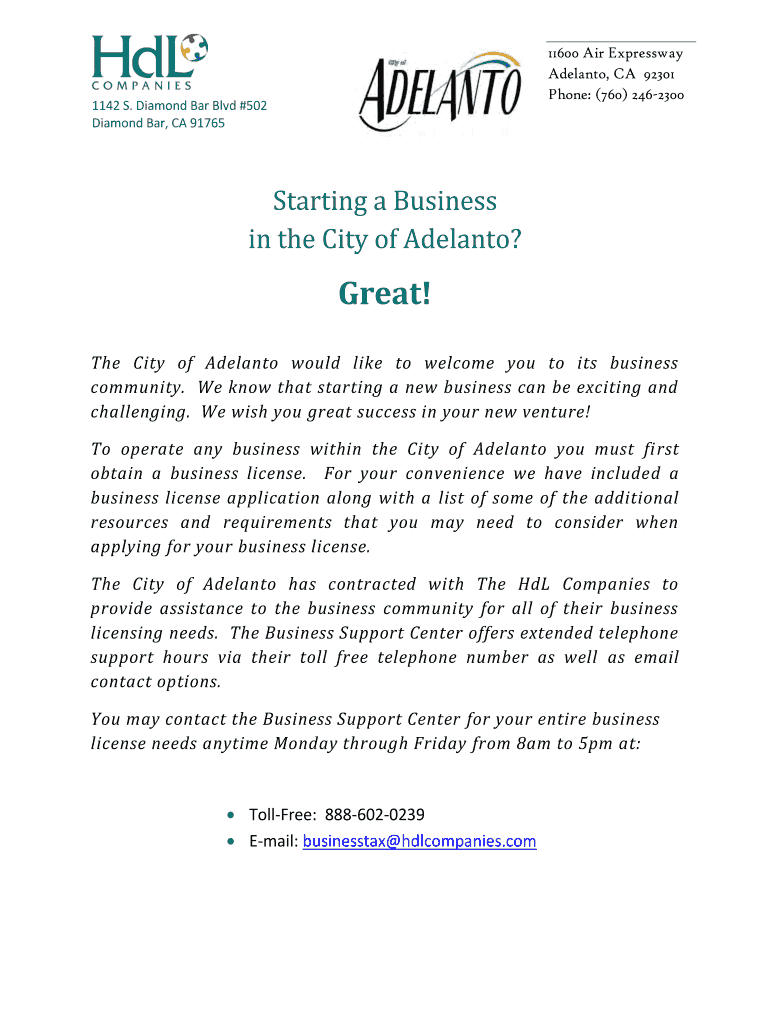 City Of Adelanto Business License Fill Online, Printable, Fillable