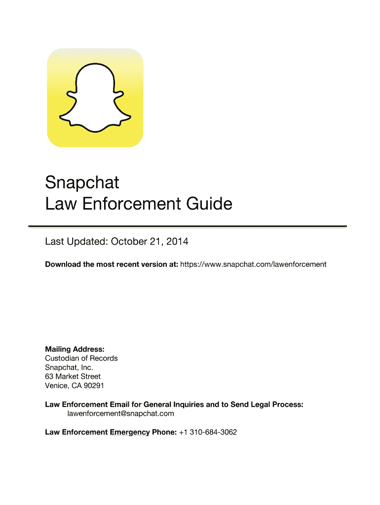 Fillable Online Snapchat Law Enforcement Guide Squarespace Fax Email