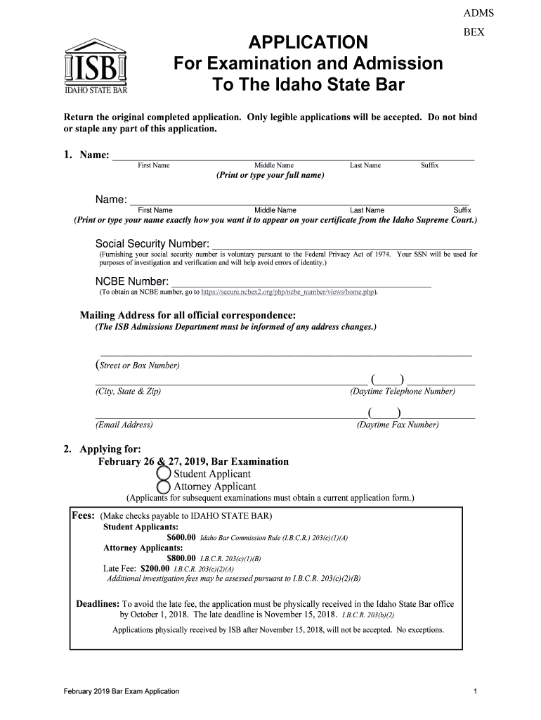 Idaho bar application Fill out & sign online DocHub