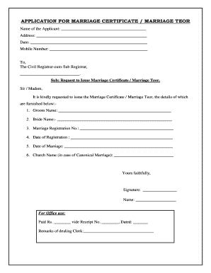 Application For Marriage Certificate - Fill and Sign Printable Template