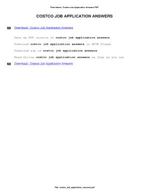 Fillable Online Costco Job Application Answers. Costco Job Application