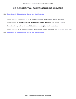 Fillable Online U S Constitution Scavenger Hunt Answers. U S